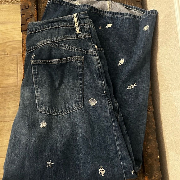 We The Free Embroidered Wide Leg Blue Jeans - Picture 5 of 7